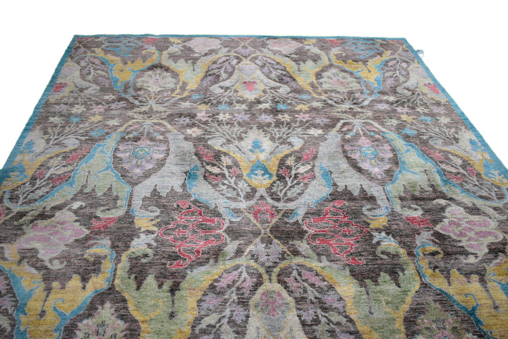 Handmade Indian Silk Serena Rug in brown