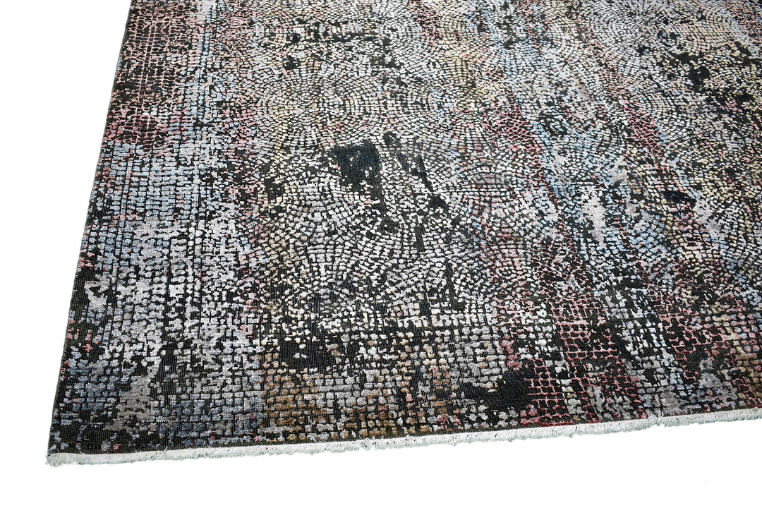 Handmade New Silk Rug in Gray