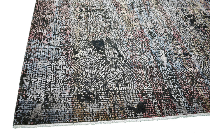 Handmade New Silk Rug in Gray