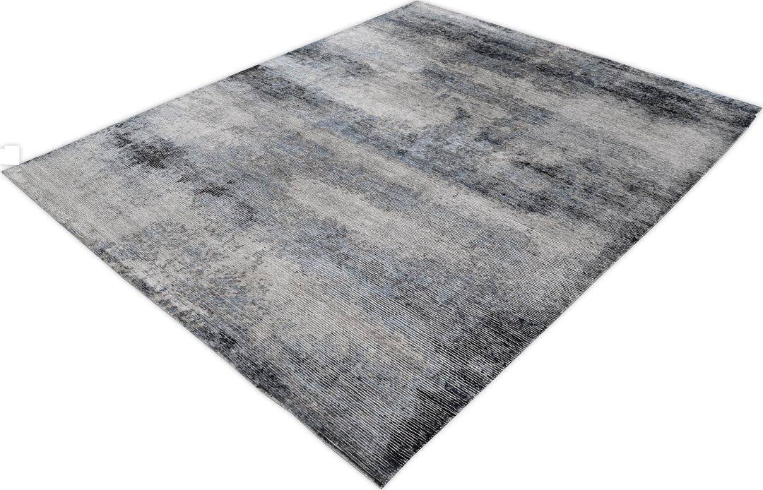 Hand Knotted Modern Area Rug in Gray