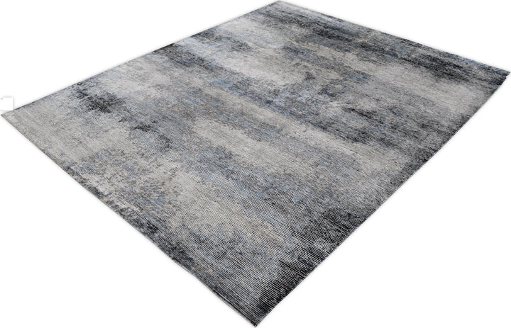 Hand Knotted Modern Area Rug in Gray