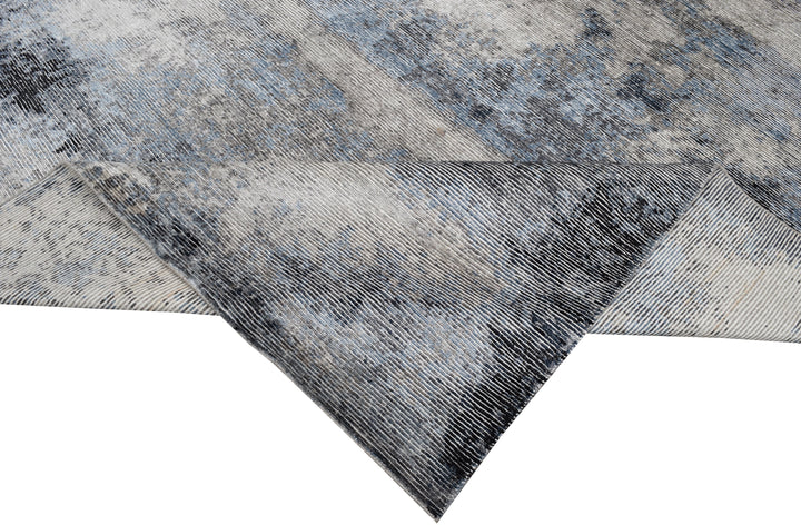 Hand Knotted Modern Area Rug in Gray