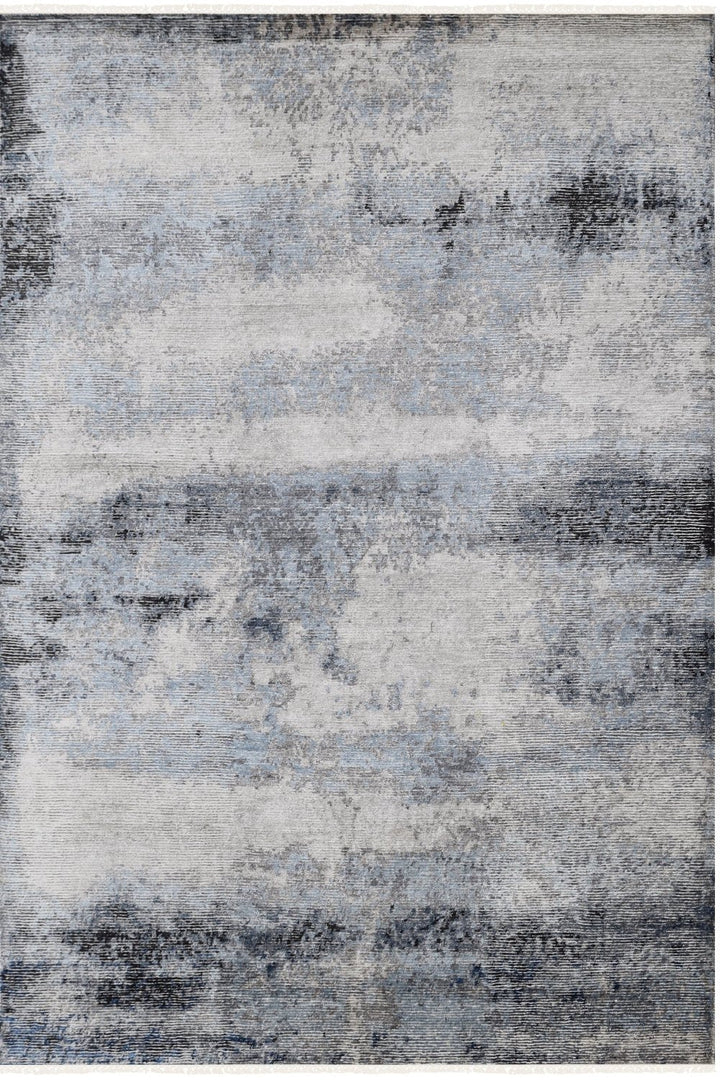 Hand Knotted Modern Area Rug in Gray