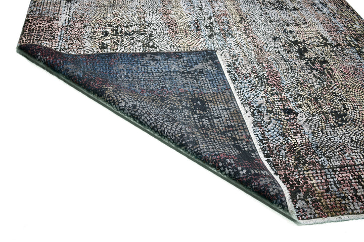 Handmade New Silk Rug in Gray