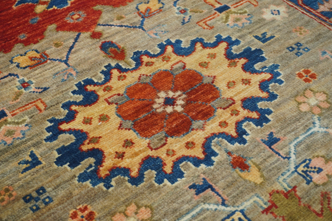 Hand Knotted Afghani Fine Aryana Rectangle Runner in beige