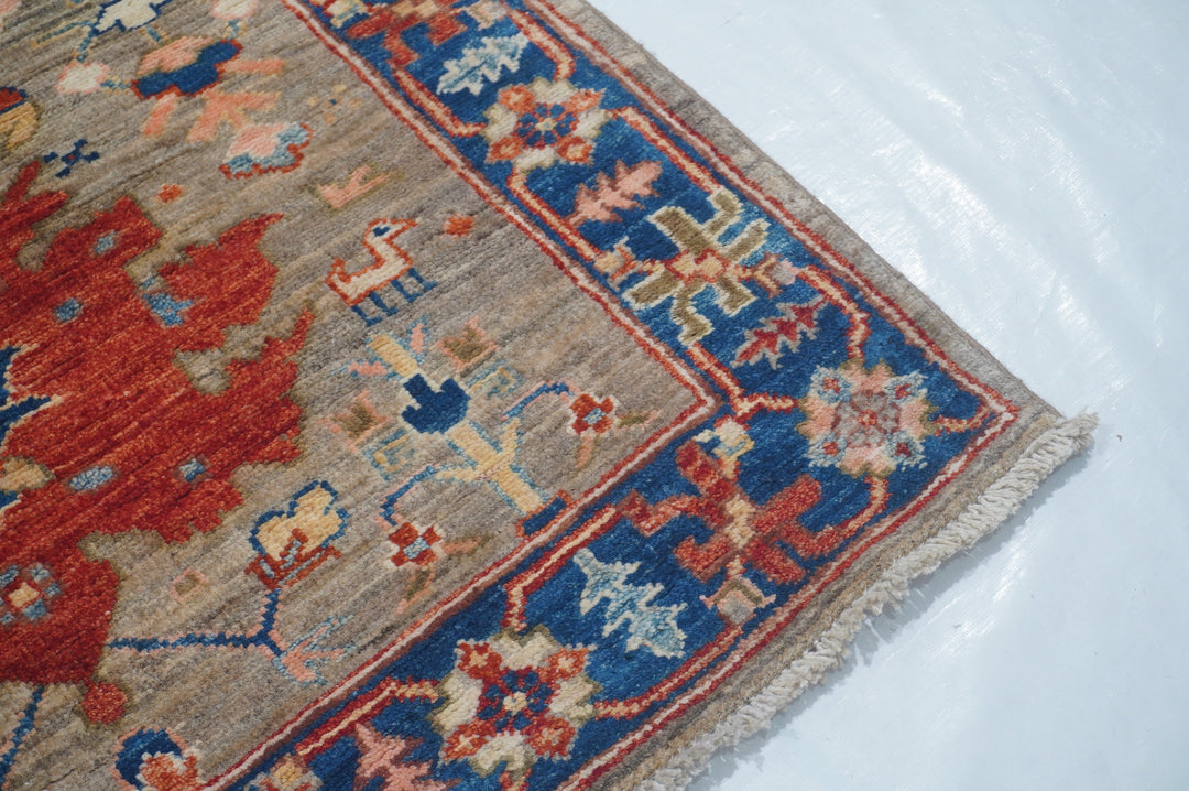 Hand Knotted Afghani Fine Aryana Rectangle Runner in beige