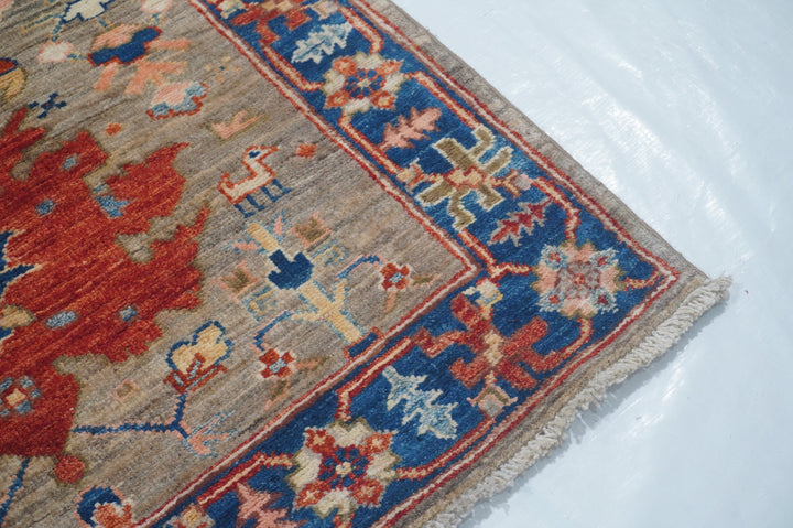 Hand Knotted Afghani Fine Aryana Rectangle Runner in beige