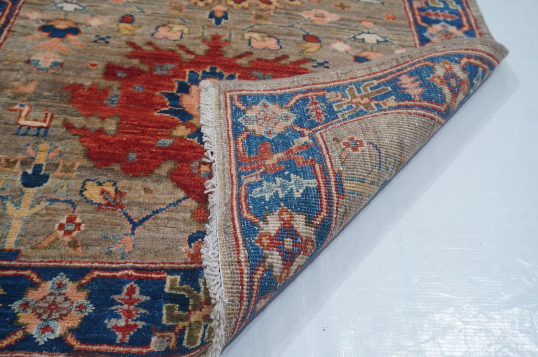 Hand Knotted Afghani Fine Aryana Rectangle Runner in beige