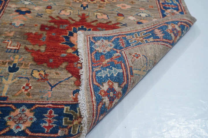 Hand Knotted Afghani Fine Aryana Rectangle Runner in beige