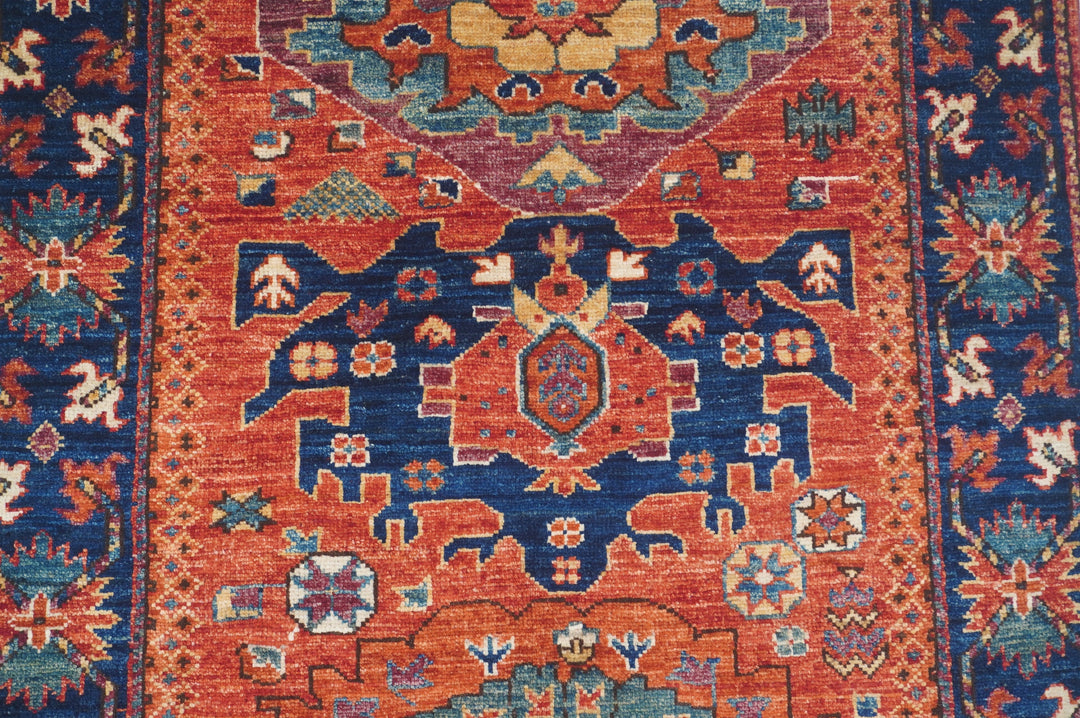 Hand Knotted Afghani Fine Aryana Area Rug in red
