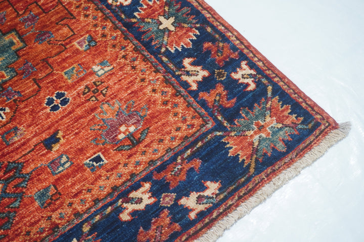 Hand Knotted Afghani Fine Aryana Area Rug in red