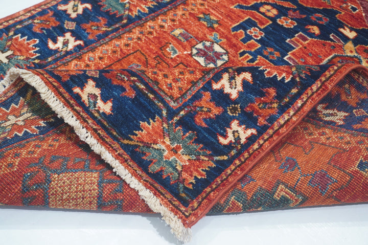 Hand Knotted Afghani Fine Aryana Area Rug in red