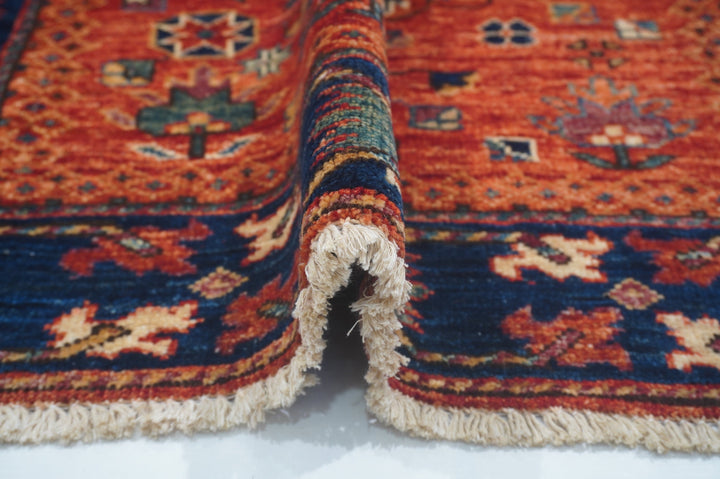 Hand Knotted Afghani Fine Aryana Area Rug in red