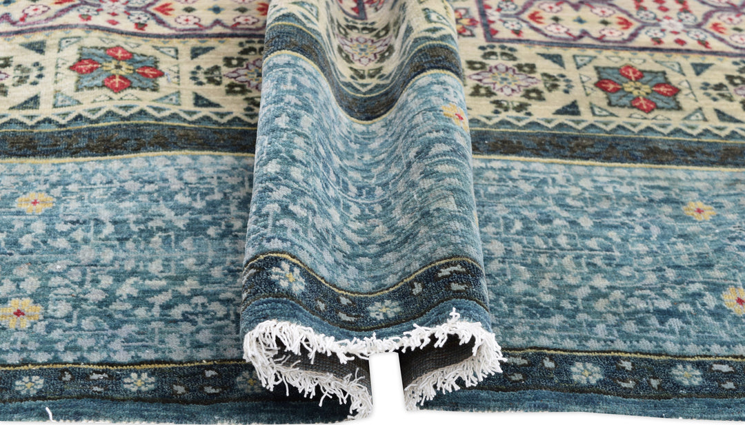 Hand Knotted Mamluk Area Rug in Blue Color