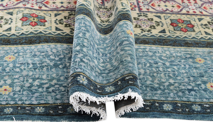 Hand Knotted Mamluk Area Rug in Blue Color