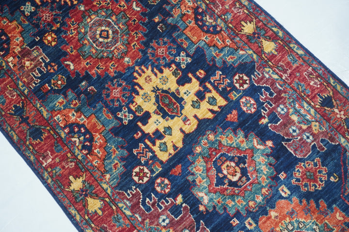 Hand Knotted Afghani Fine Aryana Rectangle Runner in Red