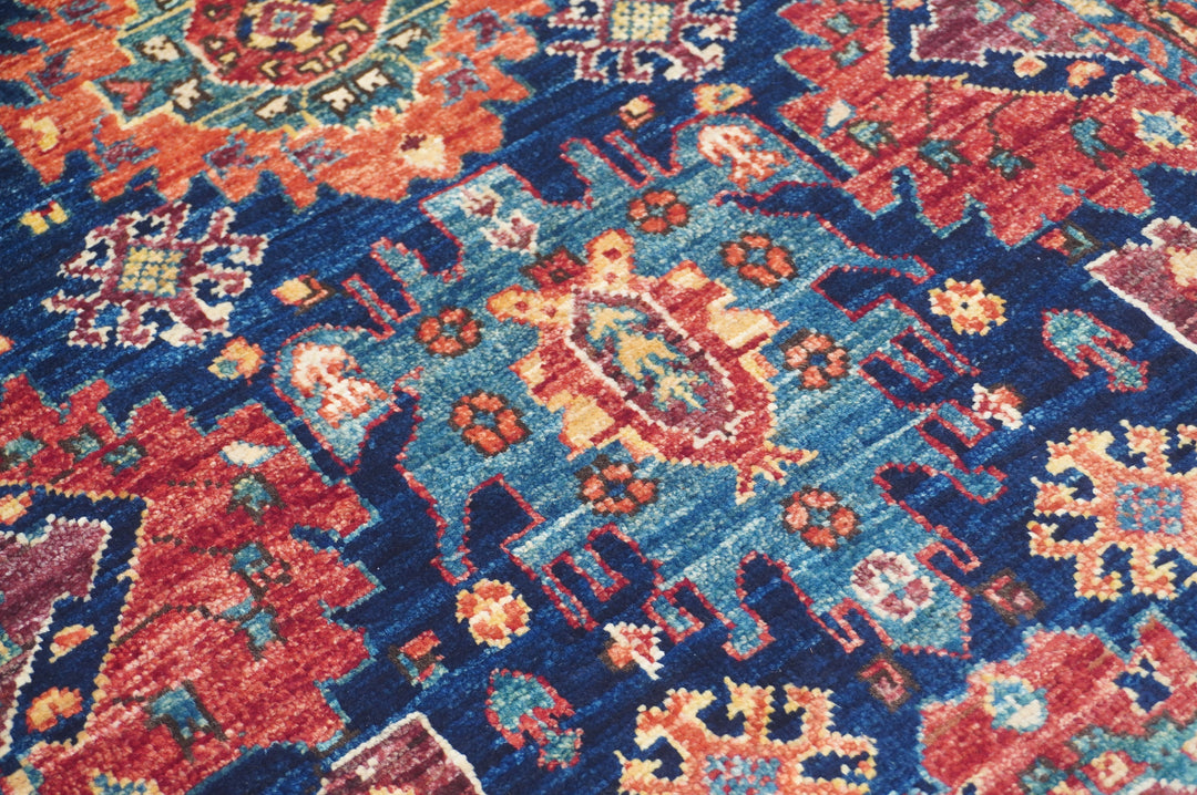 Hand Knotted Afghani Fine Aryana Rectangle Runner in Red