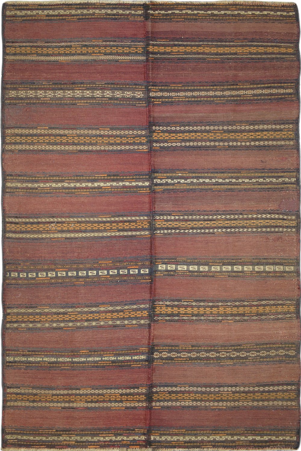 Afghani Hand Knotted Wool Kilim Rug in Red