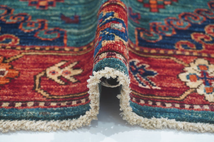 Hand Knotted Afghani Fine Aryana Rectangle Runner in Blue