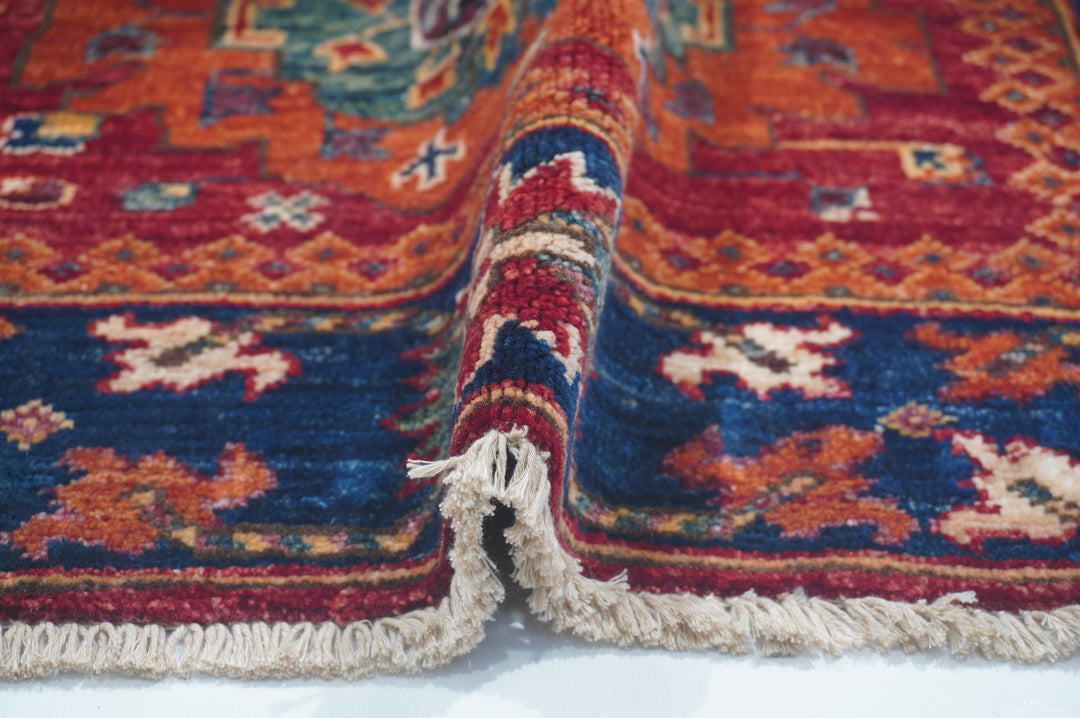 Hand Knotted Afghani Fine Aryana Rectangle Runner in red