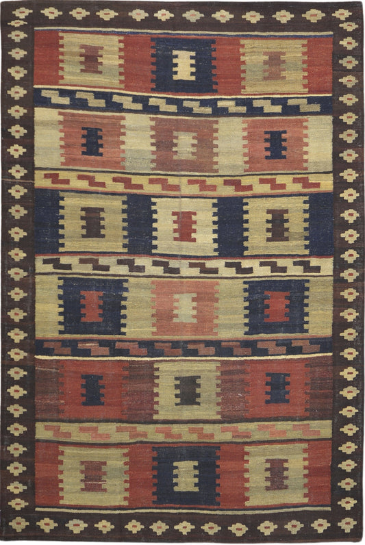 Afghan New Kilim Rug in Brown