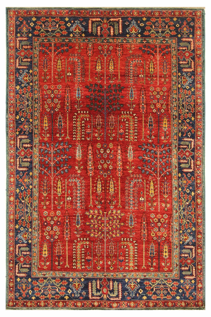 Hand Knotted Afghani Fine Aryana Area Rug in red