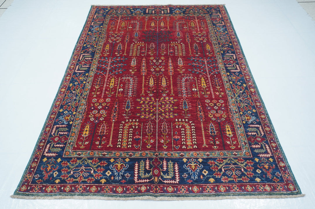 Hand Knotted Afghani Fine Aryana Area Rug in red