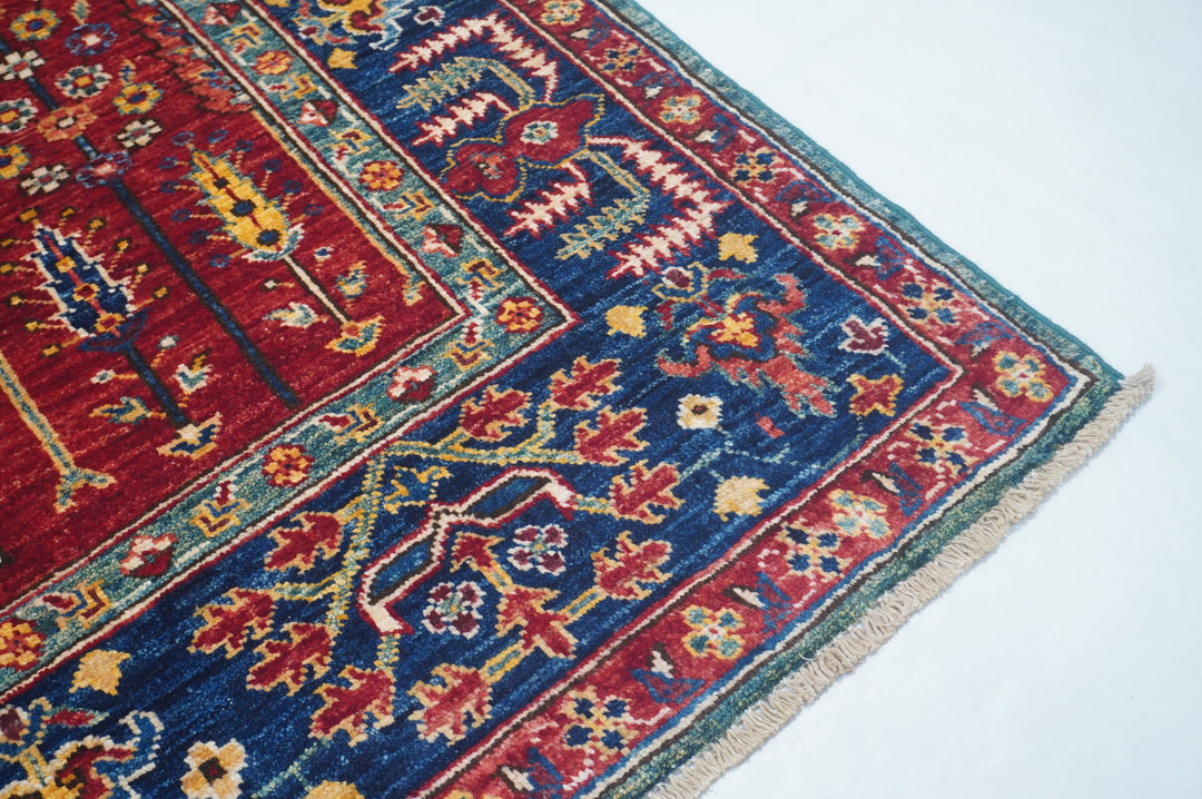 Hand Knotted Afghani Fine Aryana Area Rug in red