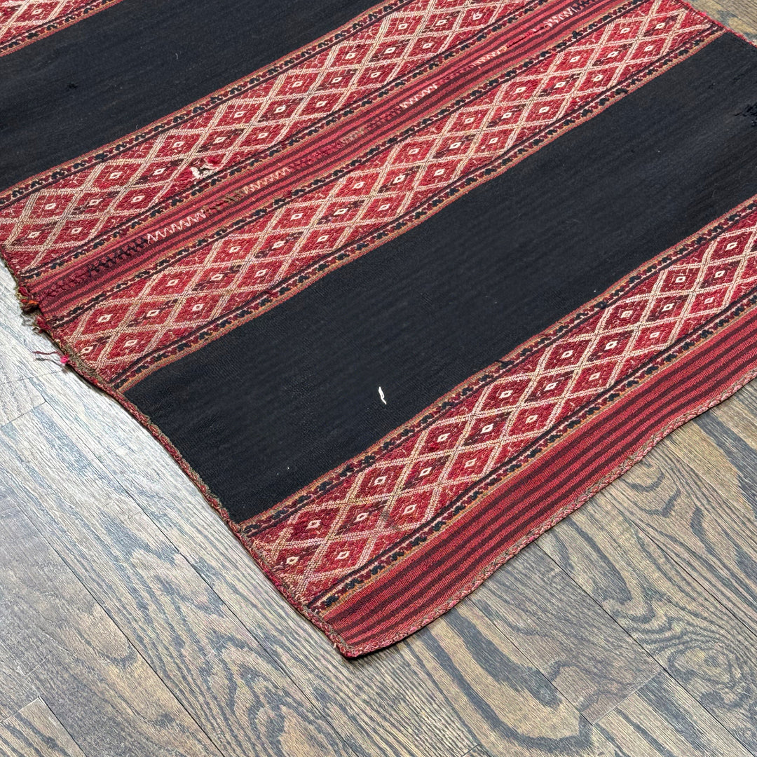 Vintage Rug From Peru in Red and Black