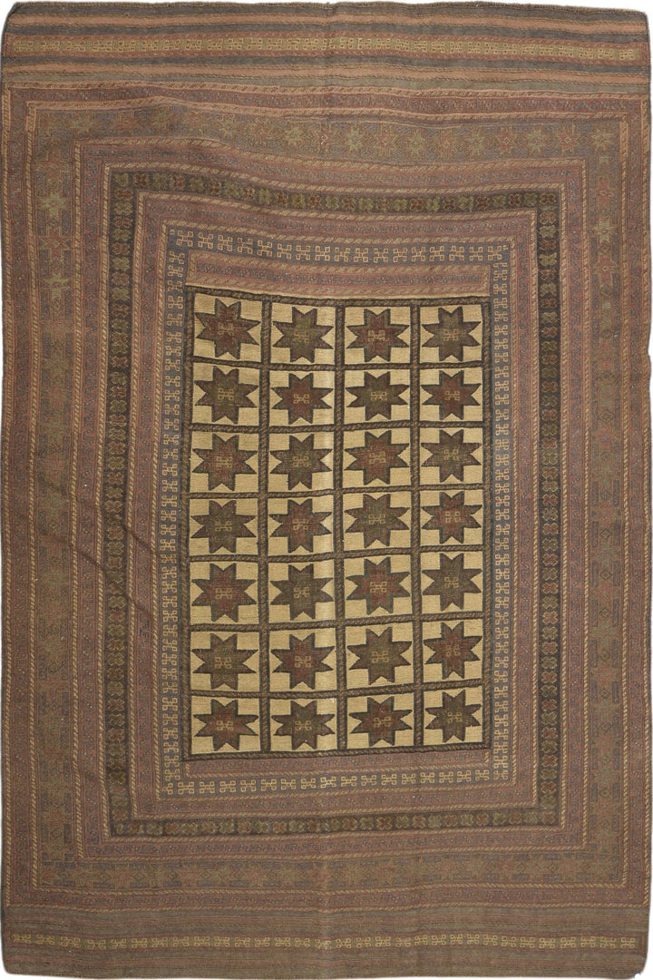Afghani Hand Knotted Vintage Soumak Rug