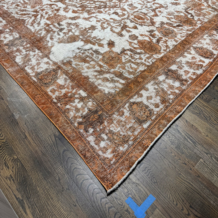 Distressed Wool Vintage Overdyed Rug in Orange