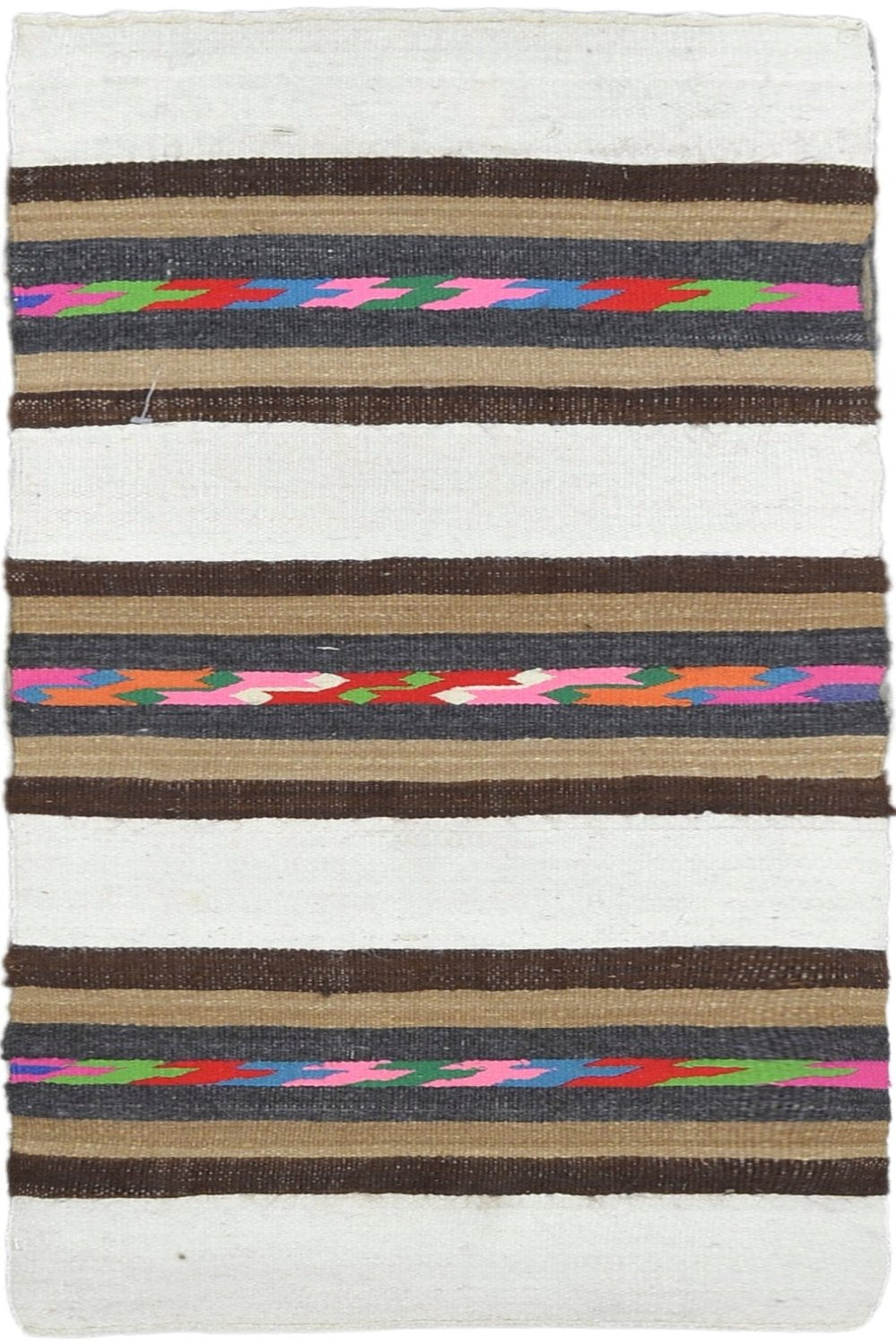 Old Navajo Flatweave Rug in white