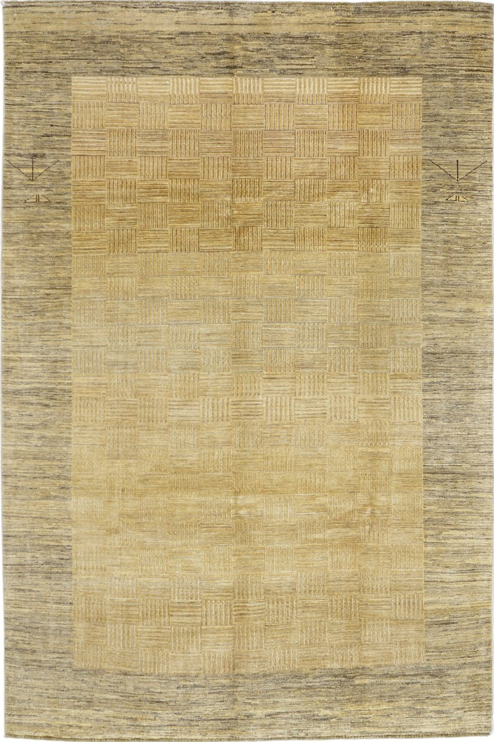 Handmade Modern Afghani Wool Rug in Beige