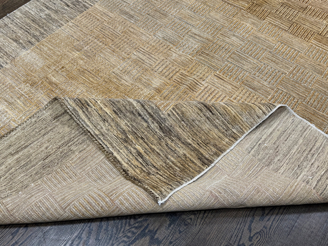 Handmade Modern Afghani Wool Rug in Beige