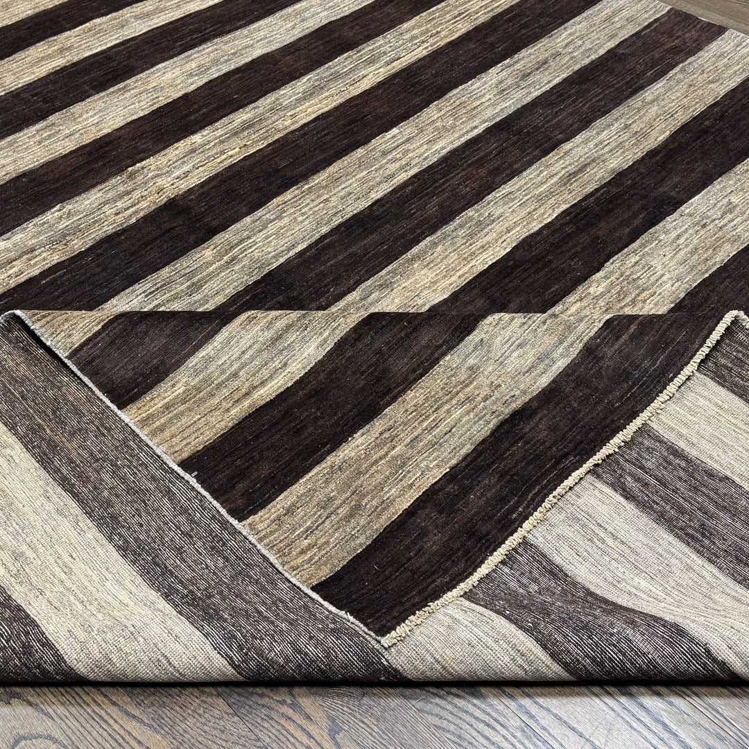 Handmade Modern Afghani Wool Rug in Brown