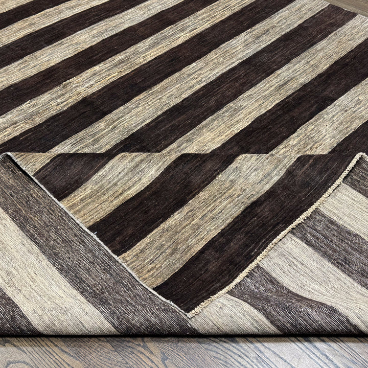 Handmade Modern Afghani Wool Rug in Brown