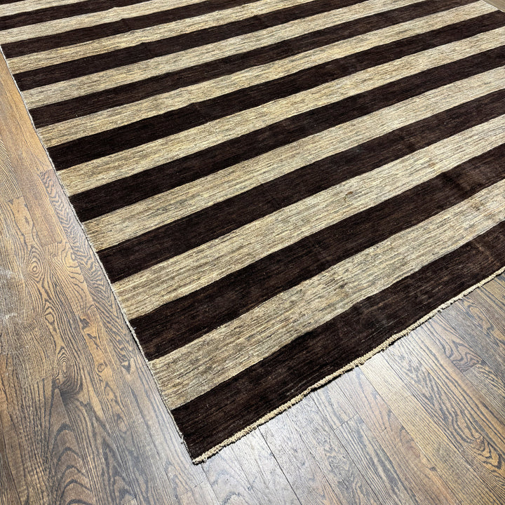 Handmade Modern Afghani Wool Rug in Brown