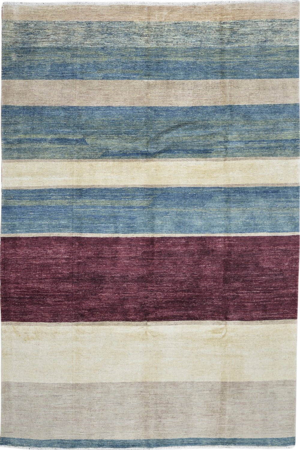 Handmade Modern Afghani Wool Rug in Blue