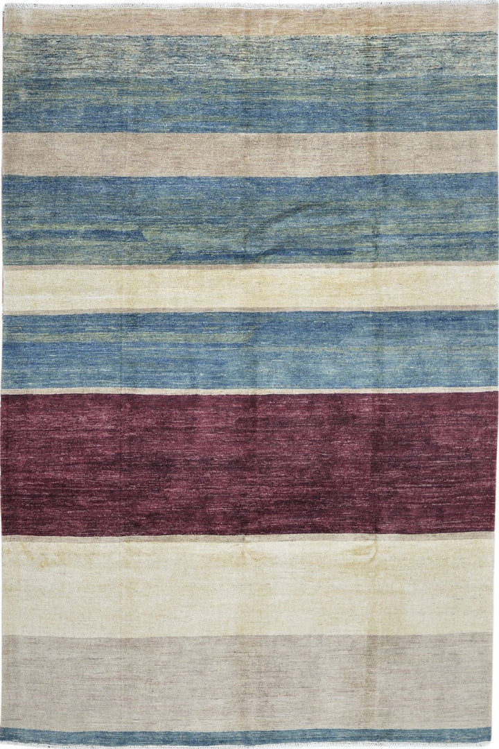 Handmade Modern Afghani Wool Rug in Blue