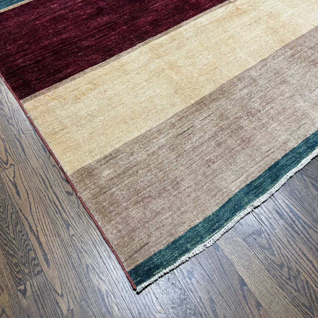 Handmade Modern Afghani Wool Rug in Blue