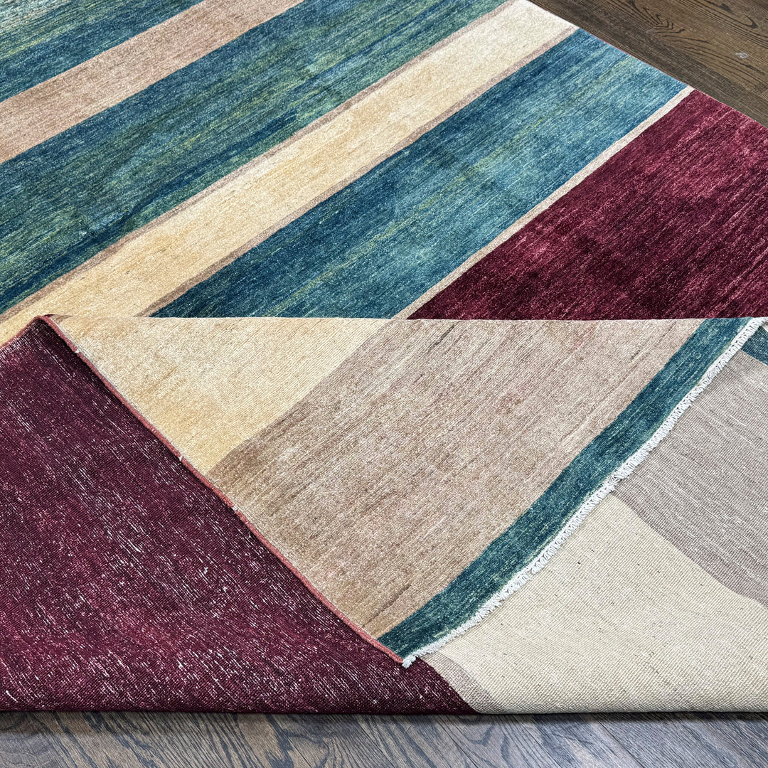 Handmade Modern Afghani Wool Rug in Blue