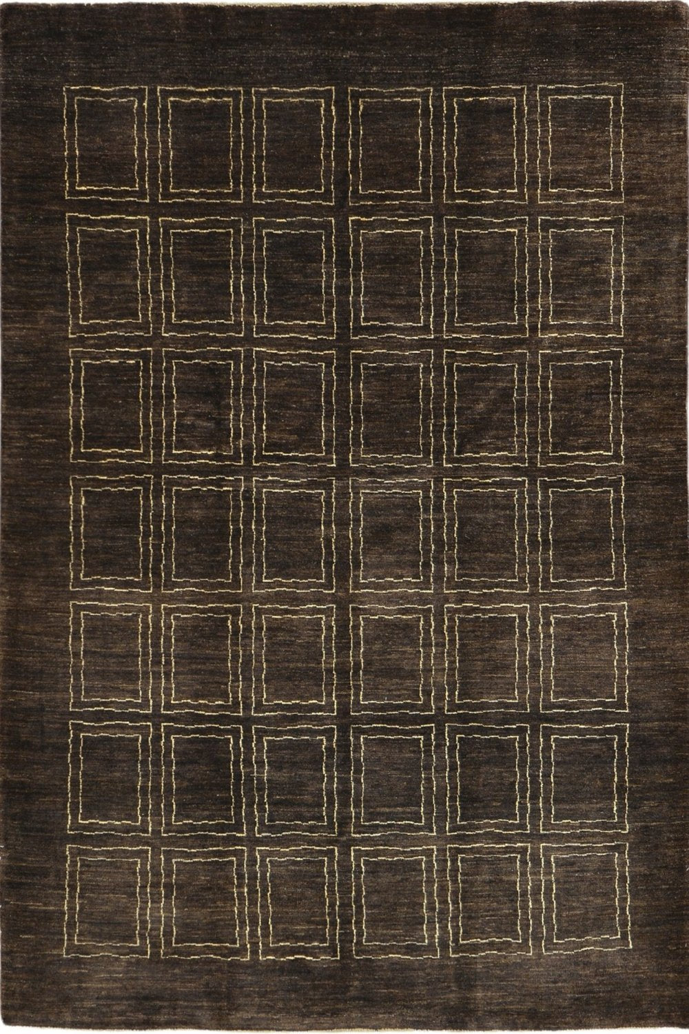 Handmade Modern Afghani Wool Rug in Brown