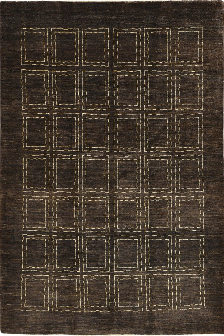 Handmade Modern Afghani Wool Rug in Brown