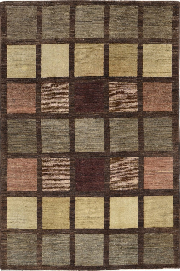 Handmade Modern Afghani Wool Rug in Brown