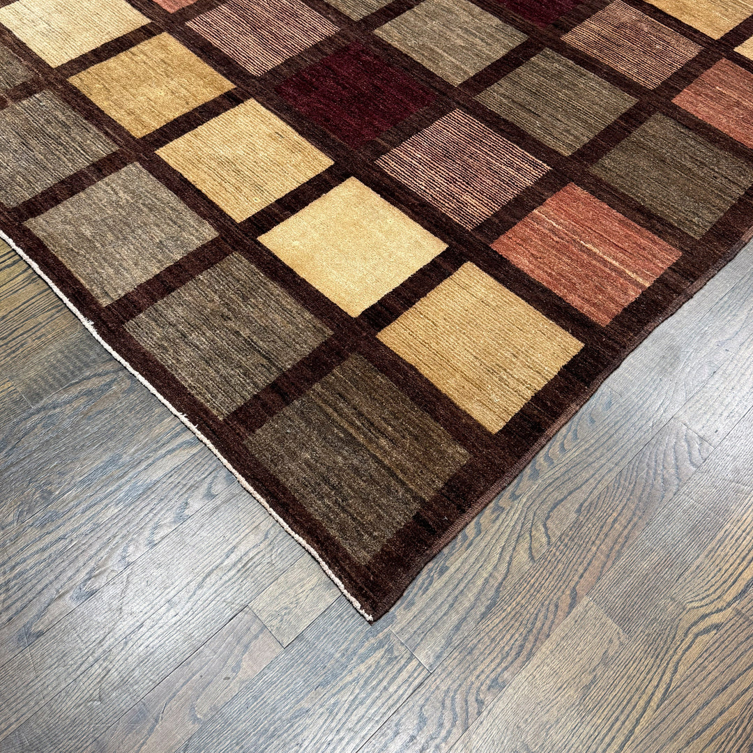 Handmade Modern Afghani Wool Rug in Brown