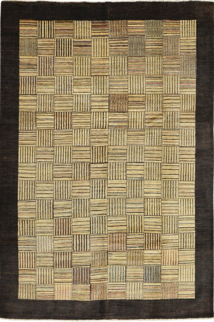 Handmade Modern Afghani Wool Rug in beige