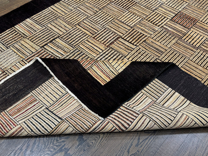 Handmade Modern Afghani Wool Rug in beige