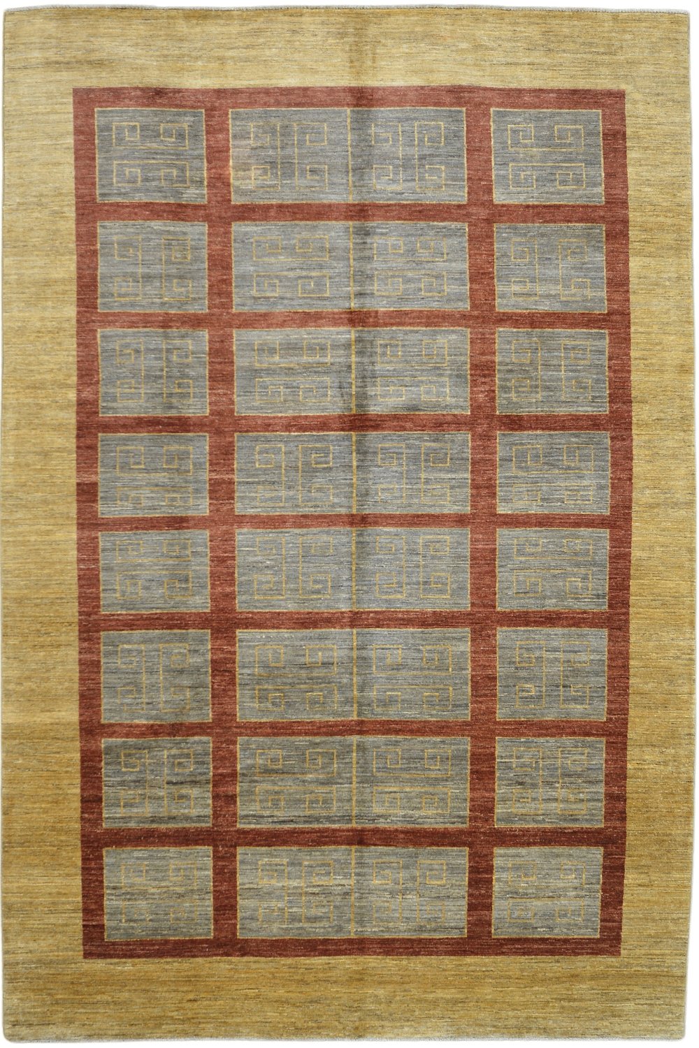 Handmade Modern Afghani Wool Rug in Beige color