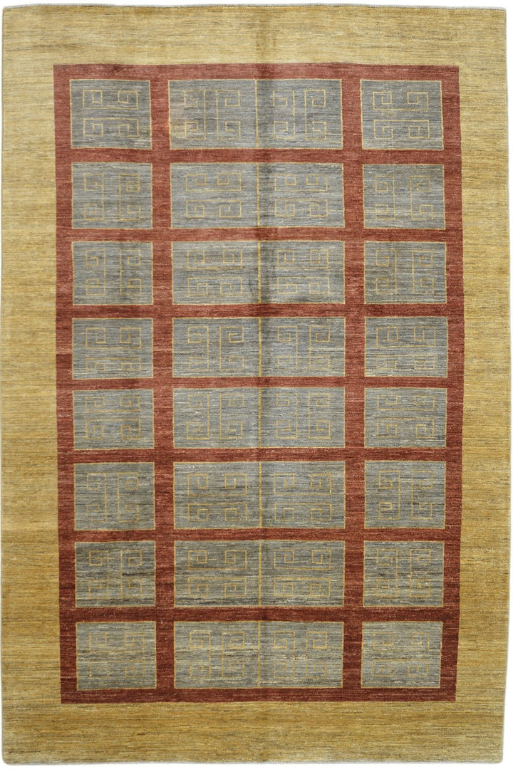 Handmade Modern Afghani Wool Rug in Beige color