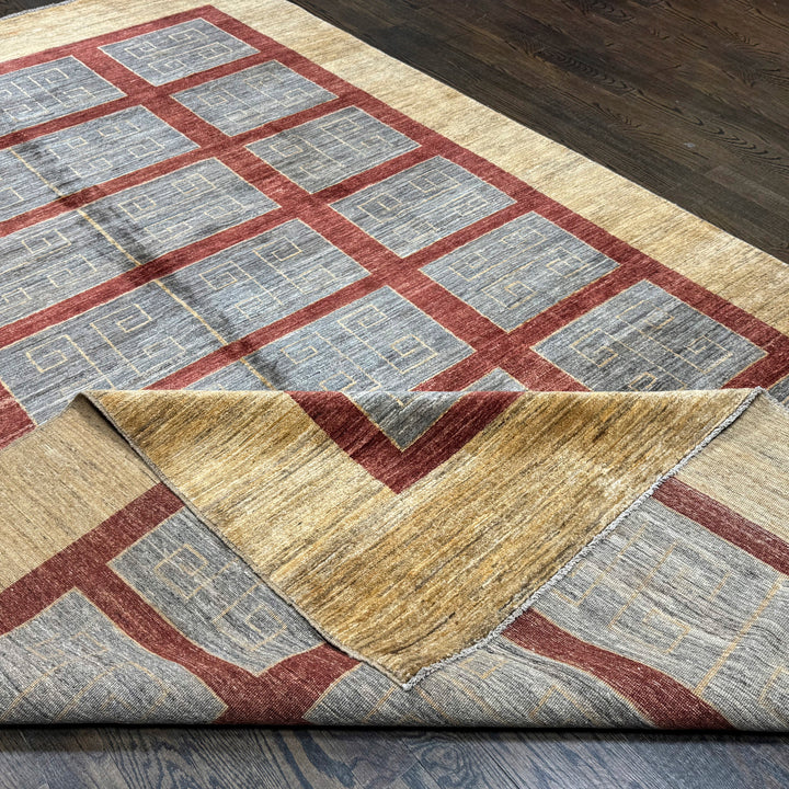 Handmade Modern Afghani Wool Rug in Beige color